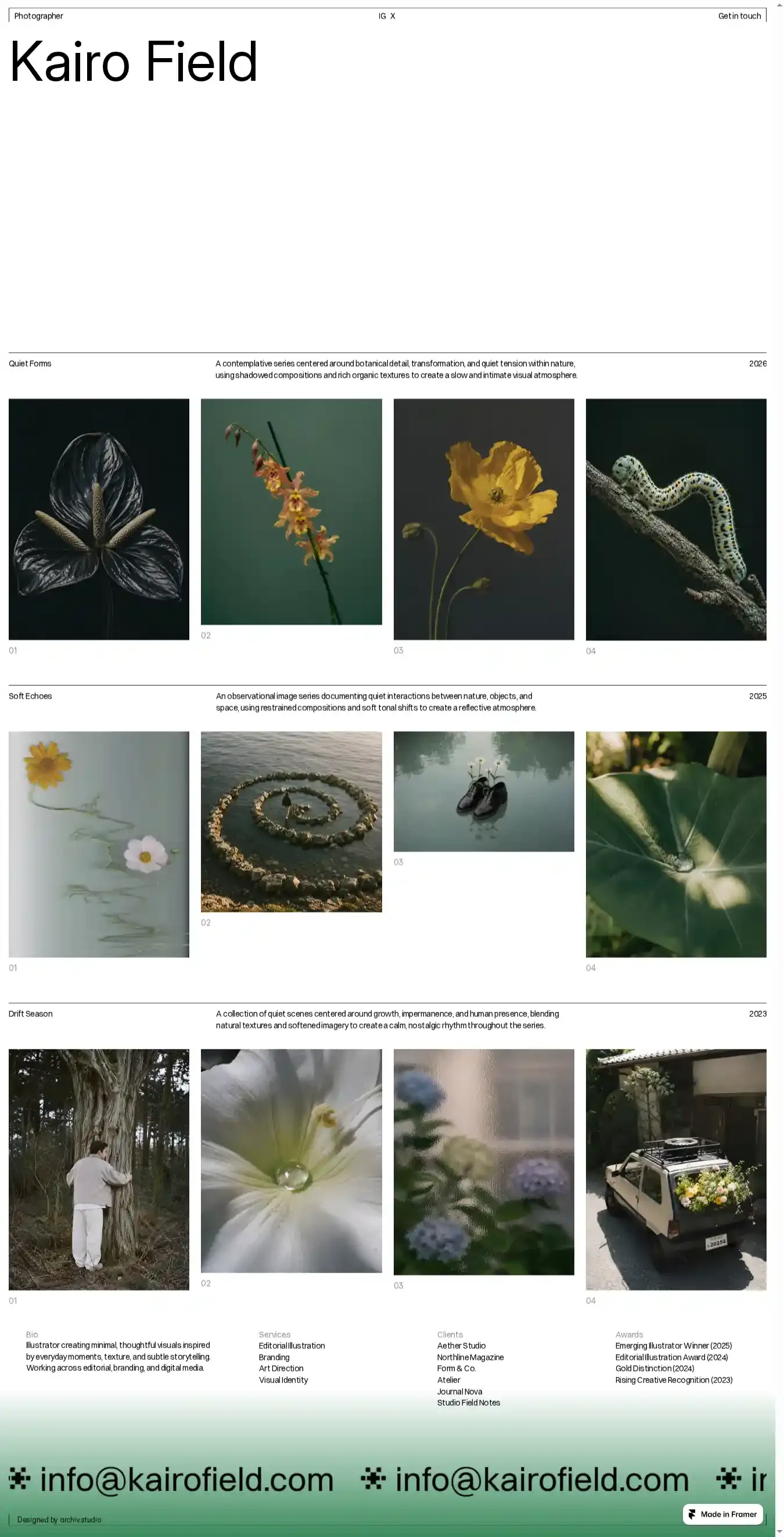 Kairo Field home page on desktop