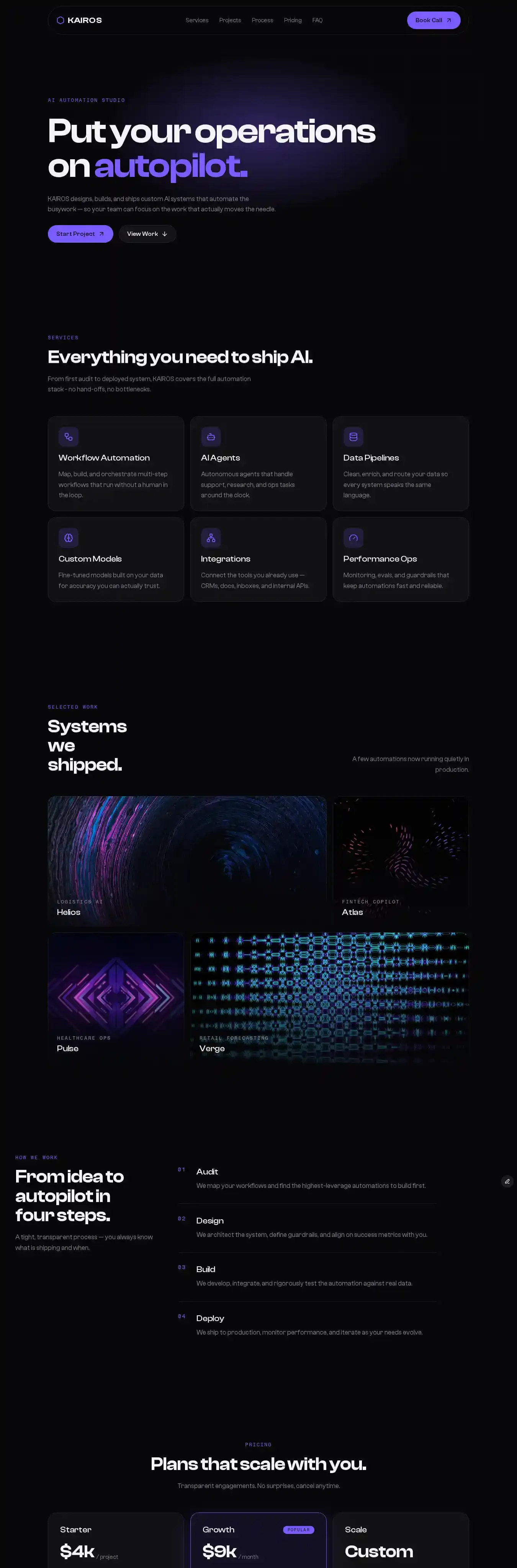 KAIROS/Automation Ag home page on desktop