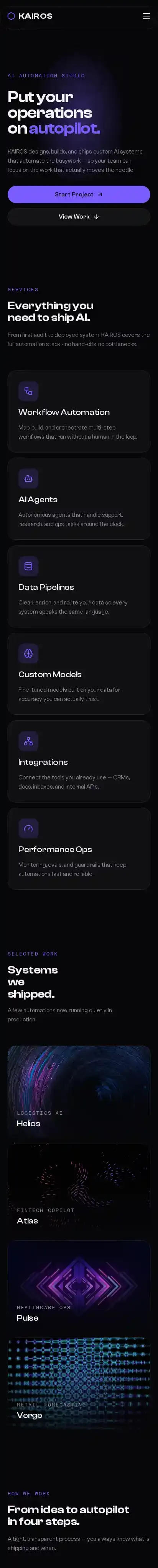 KAIROS/Automation Ag home page on mobile