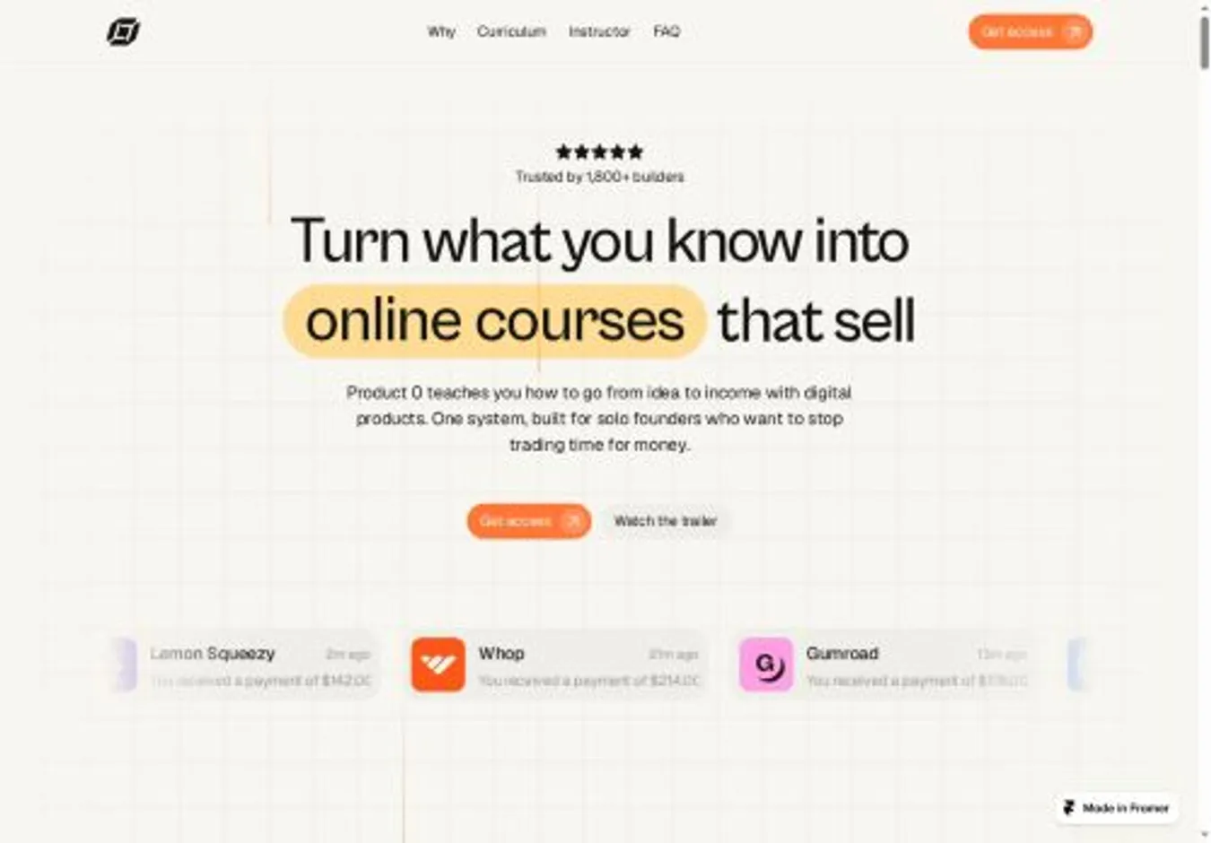 Kairu home page on desktop