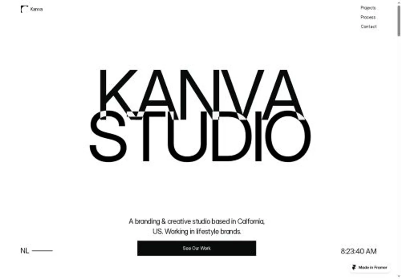 Kanvastudio home page on desktop