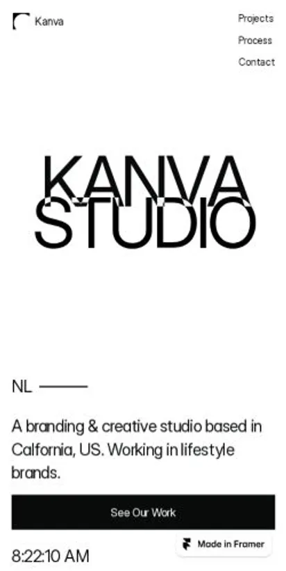 Kanvastudio home page on mobile