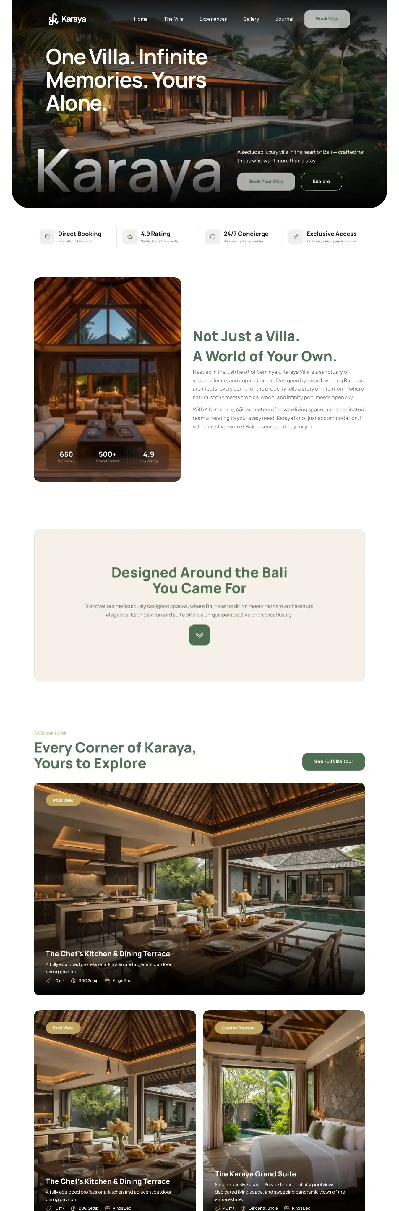 Karaya-Villa Stay home page on desktop