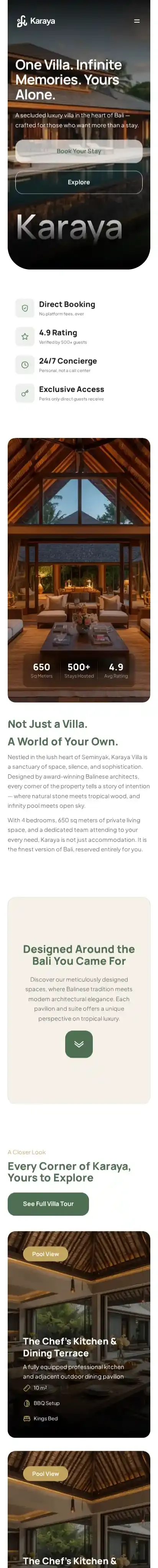 Karaya-Villa Stay home page on mobile