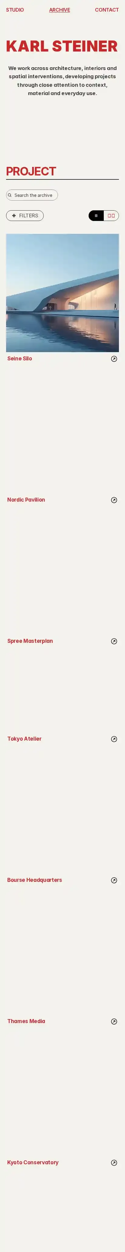 Karl Steiner home page on mobile