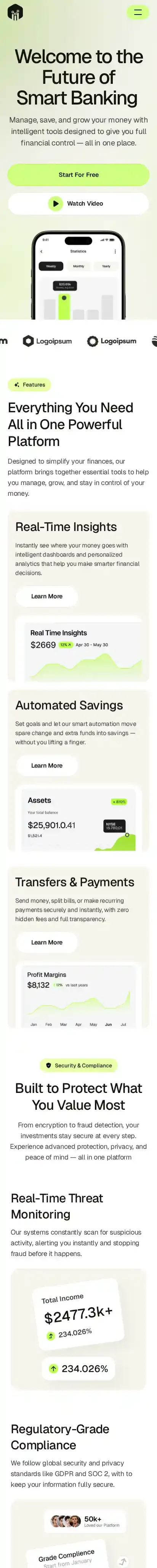 Kashly home page on mobile