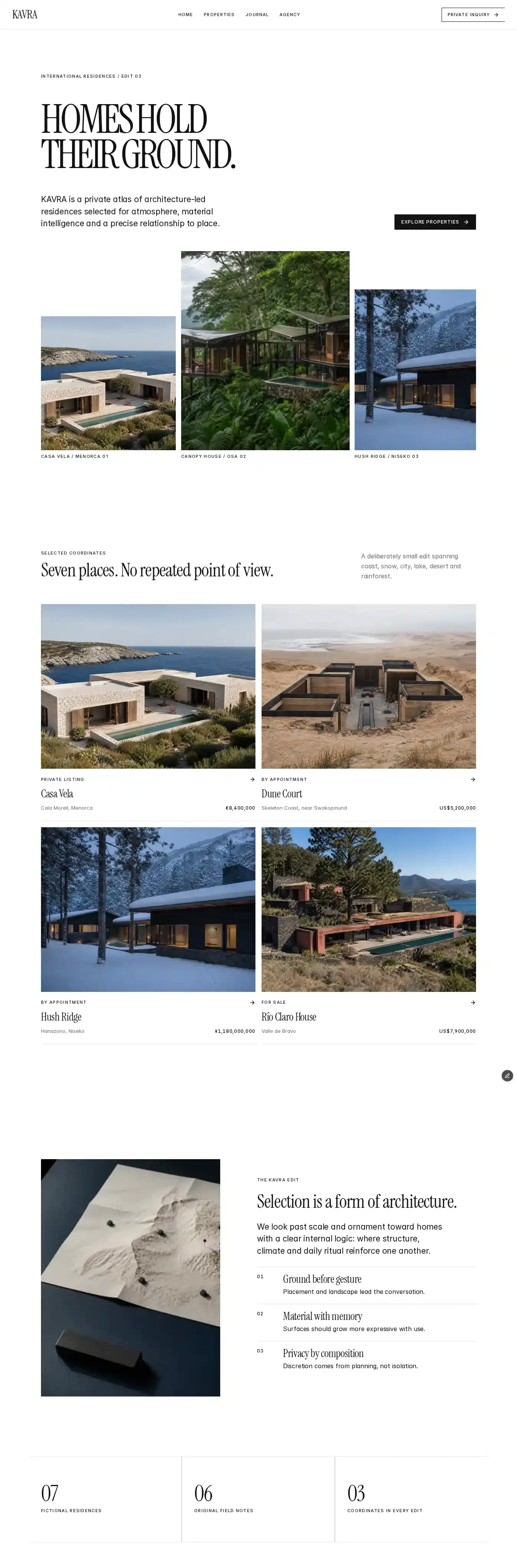 KAVRA home page on desktop