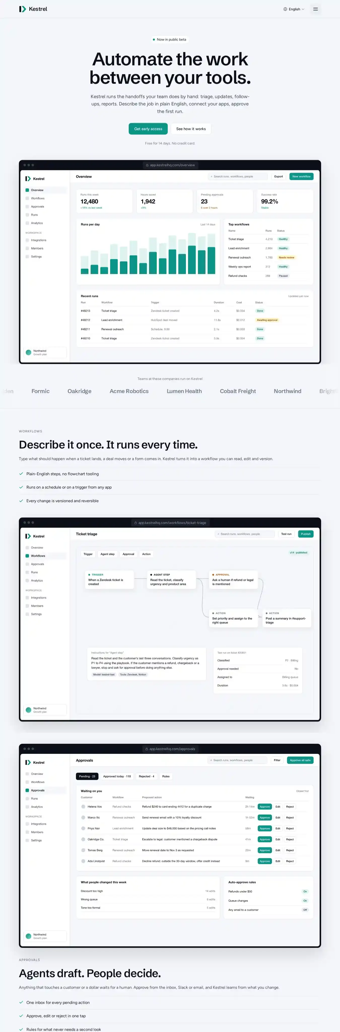 Kestrel Labs home page on desktop