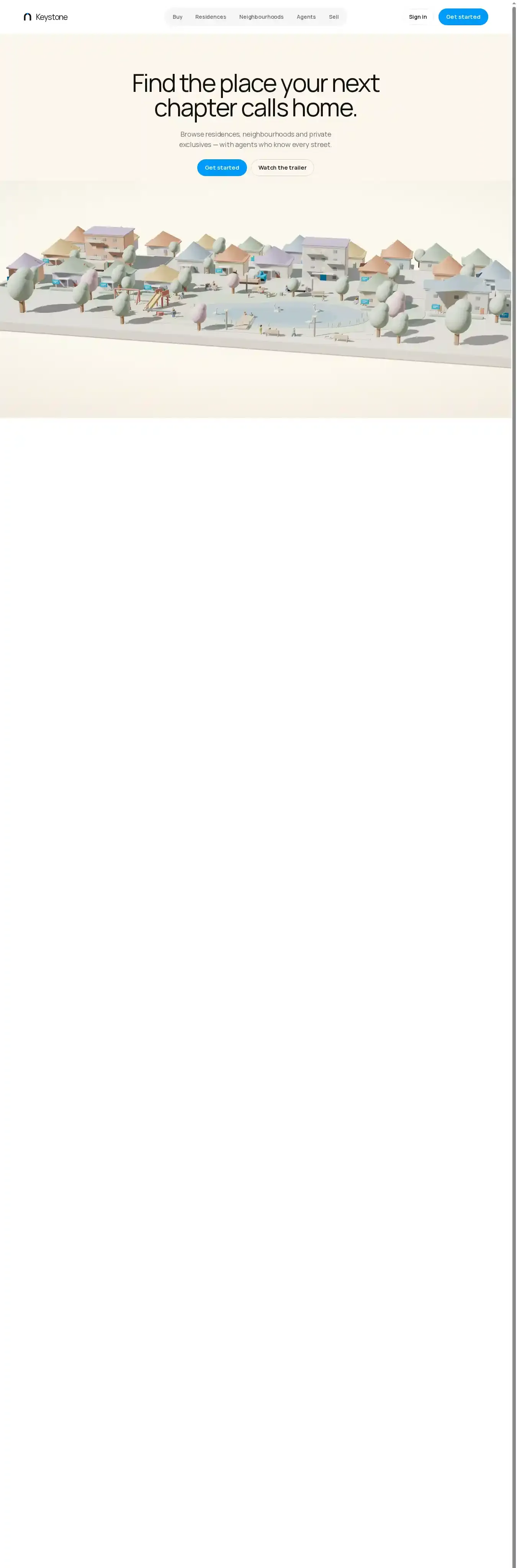 KeyStone home page on desktop