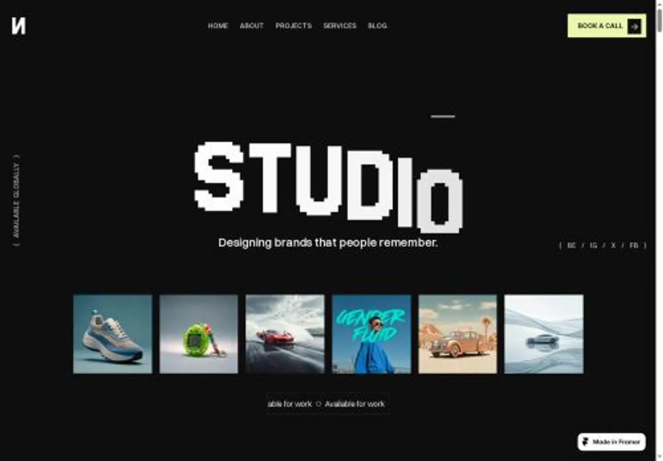 Kianro home page on desktop