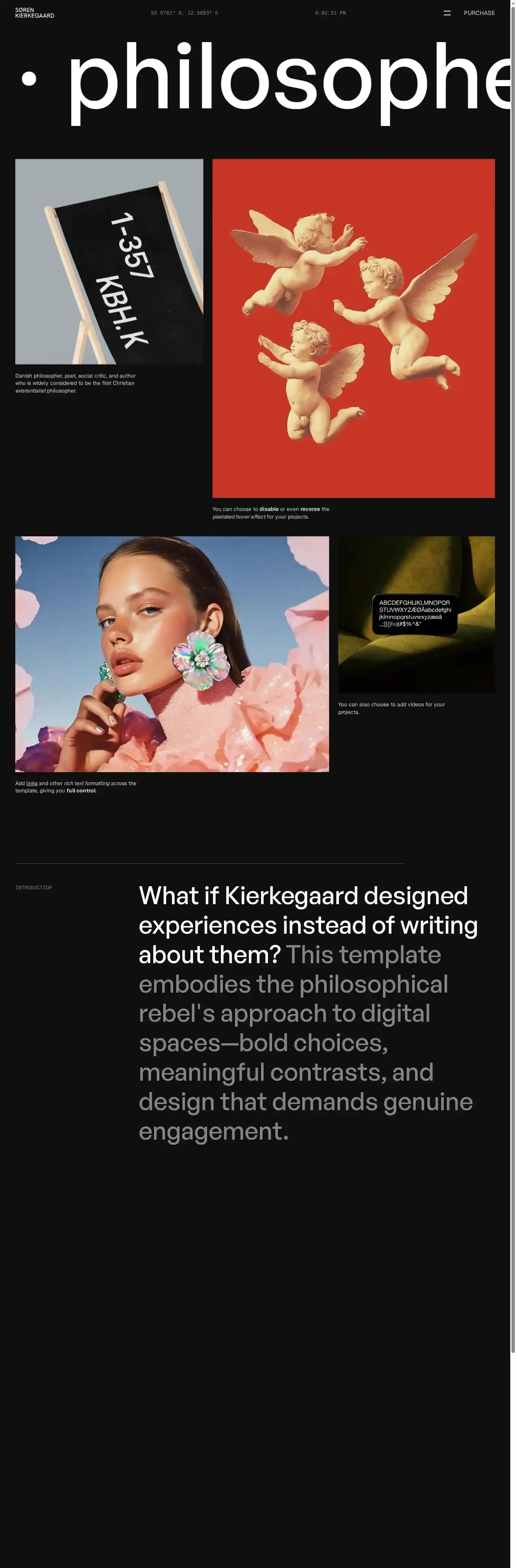 Kierkegaard home page on desktop