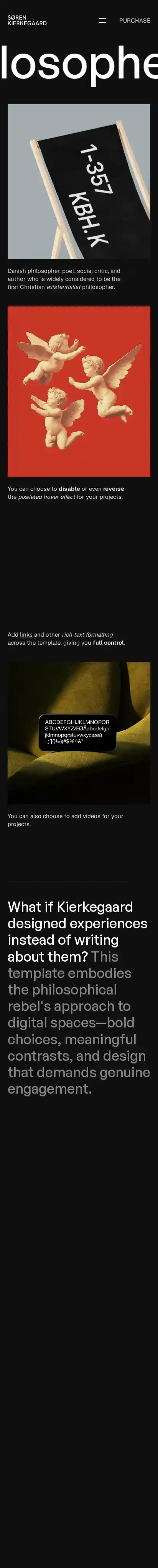 Kierkegaard home page on mobile