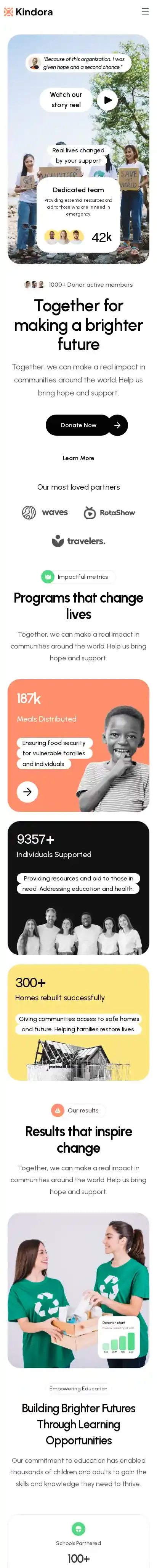 Charitykind home page on mobile