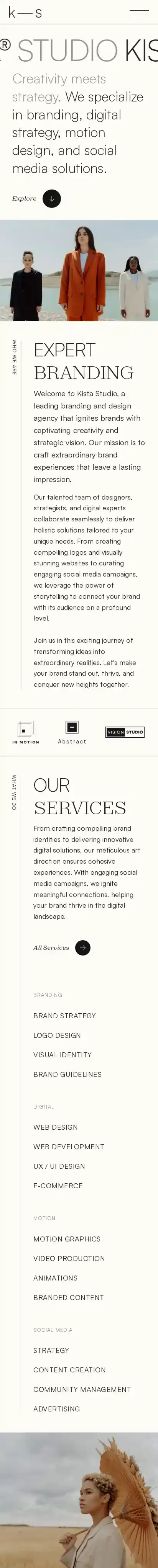 Kista home page on mobile