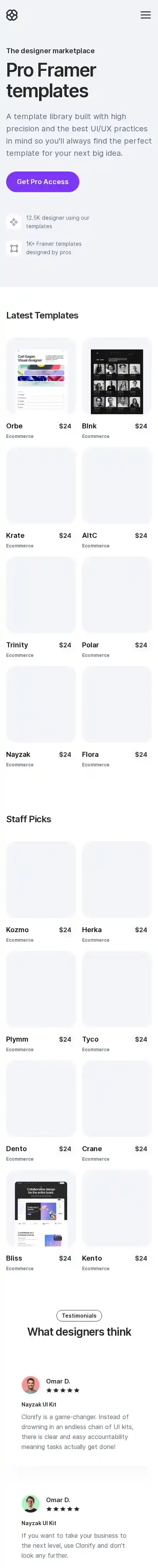 Kliq home page on mobile