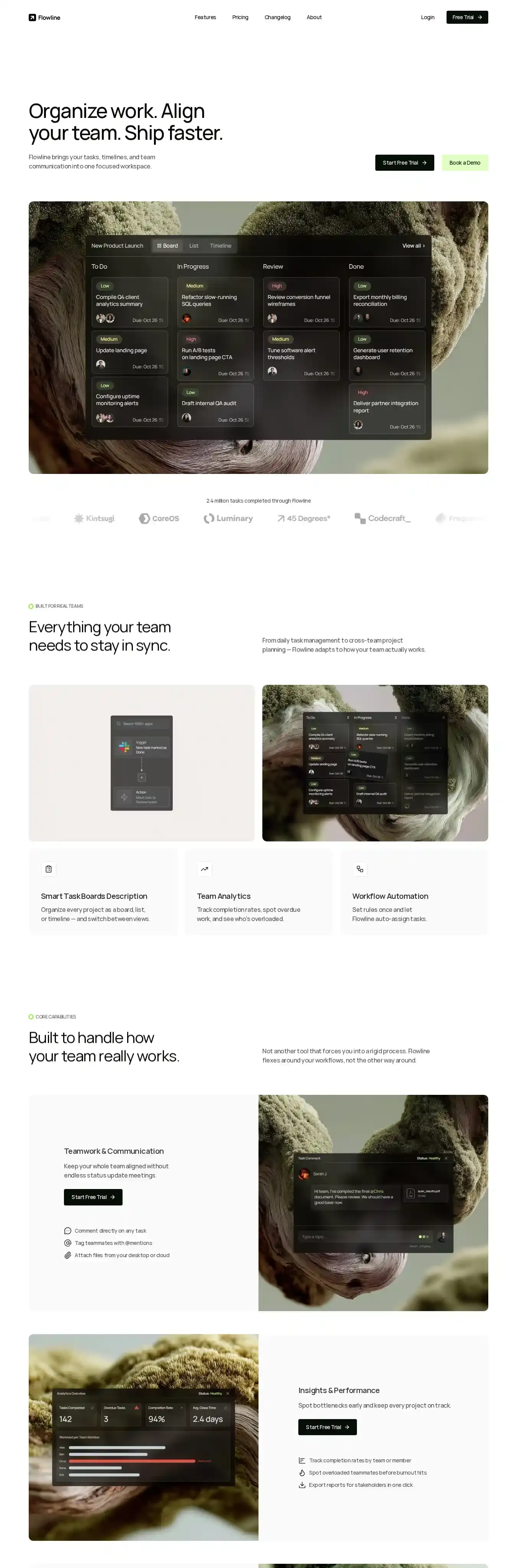 Kodama home page on desktop