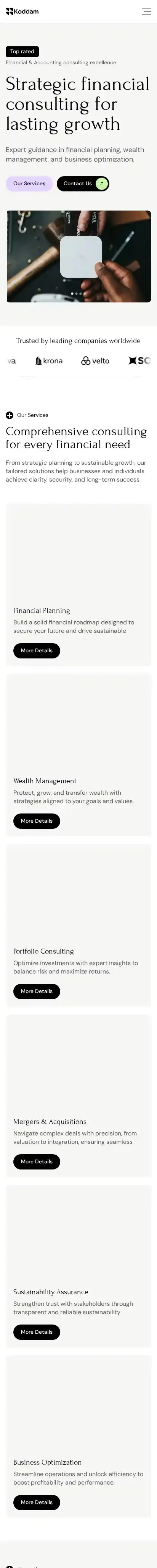 Koddam home page on mobile