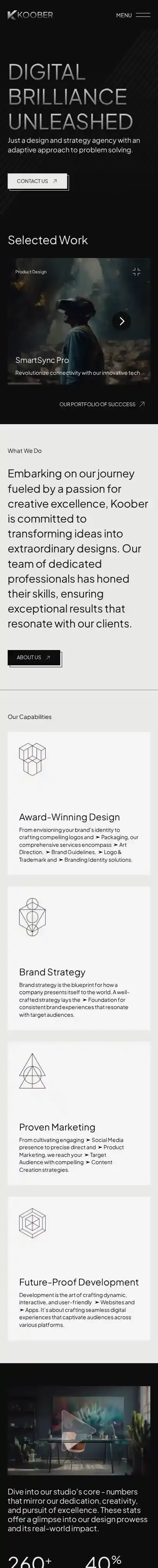 Koober home page on mobile