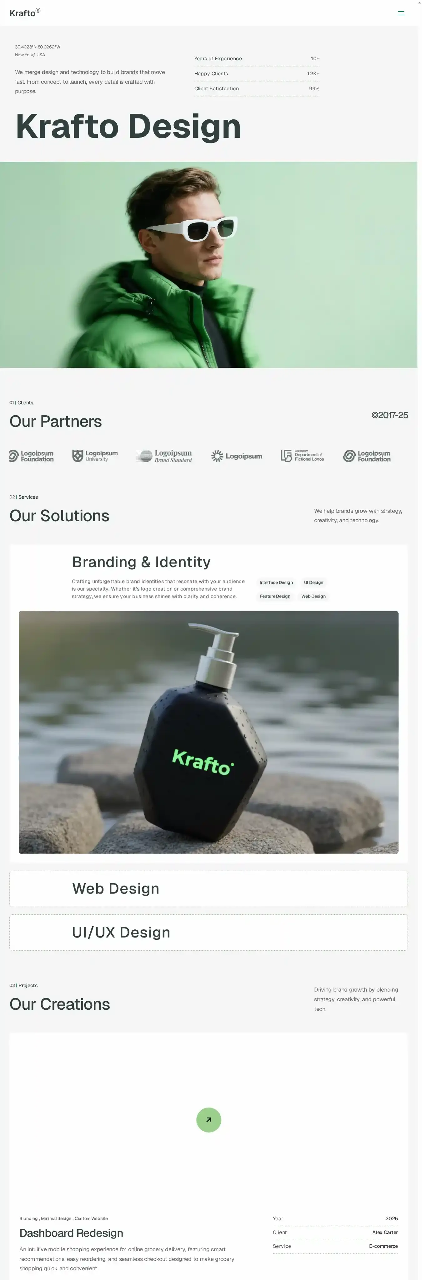 Krafto home page on desktop