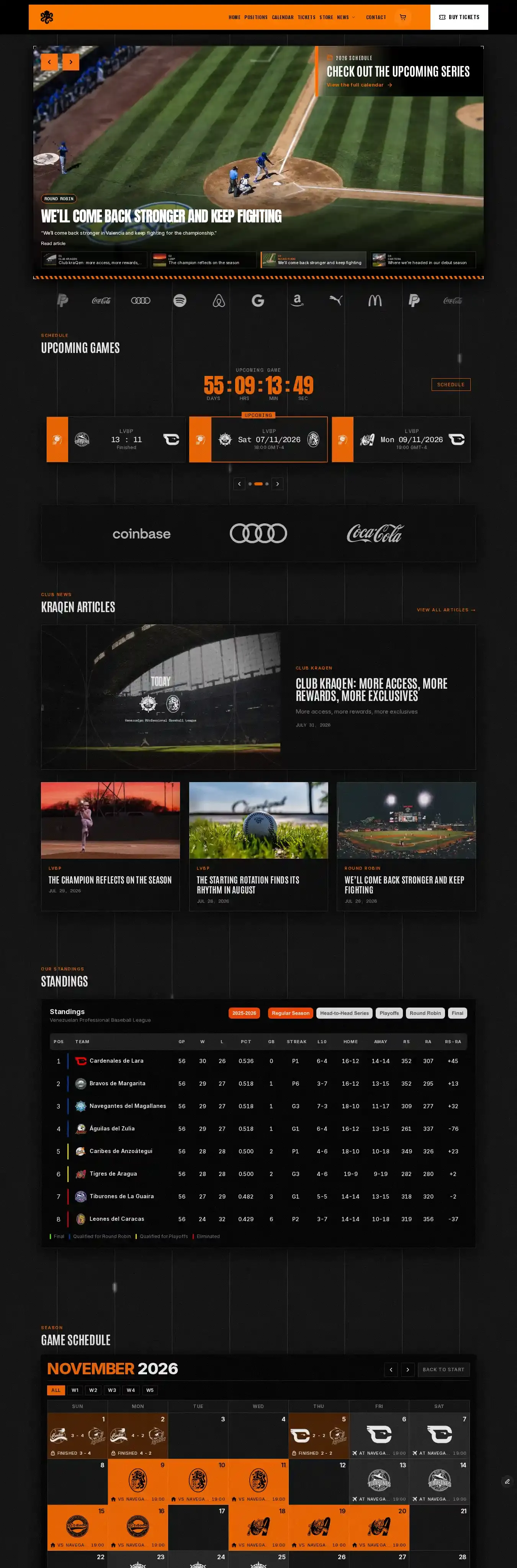 kraqen home page on desktop