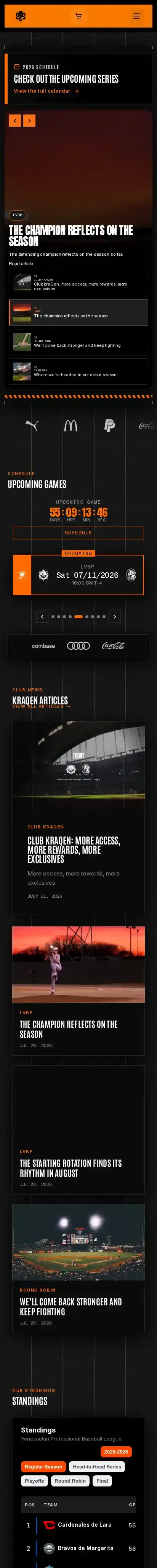 kraqen home page on mobile