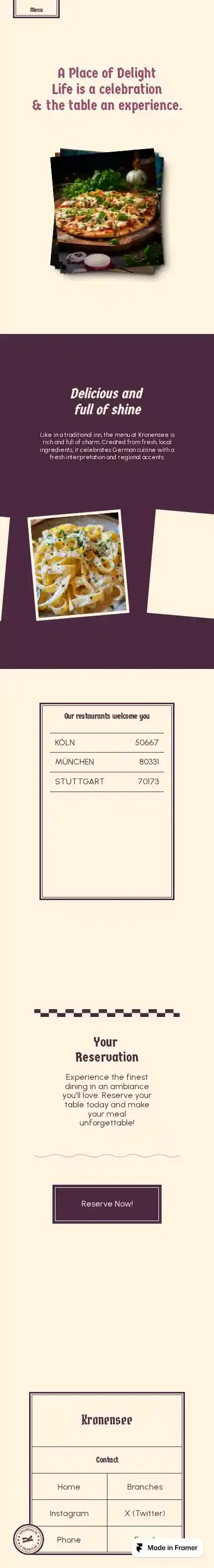 Kronensee home page on mobile