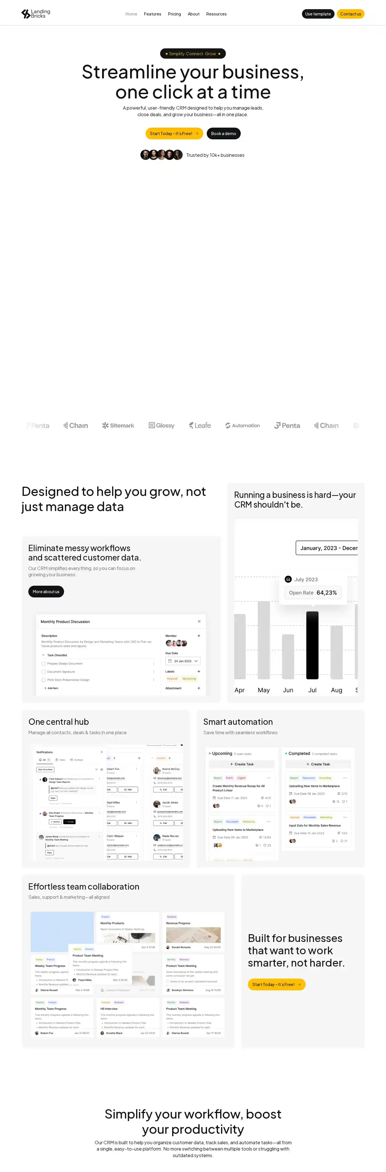 Land Bricks home page on desktop