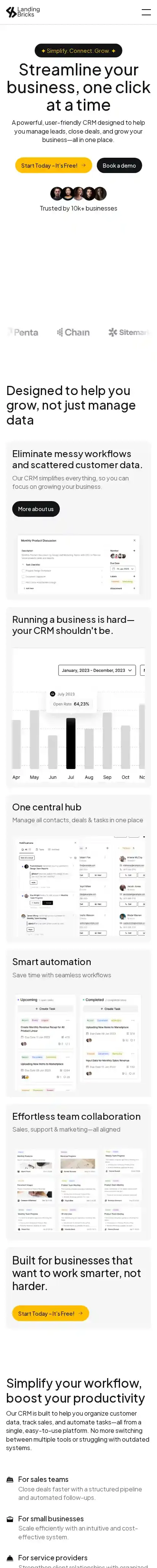 Land Bricks home page on mobile