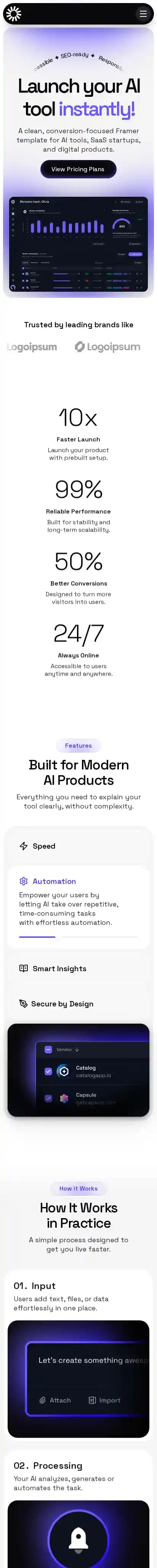 Landica home page on mobile