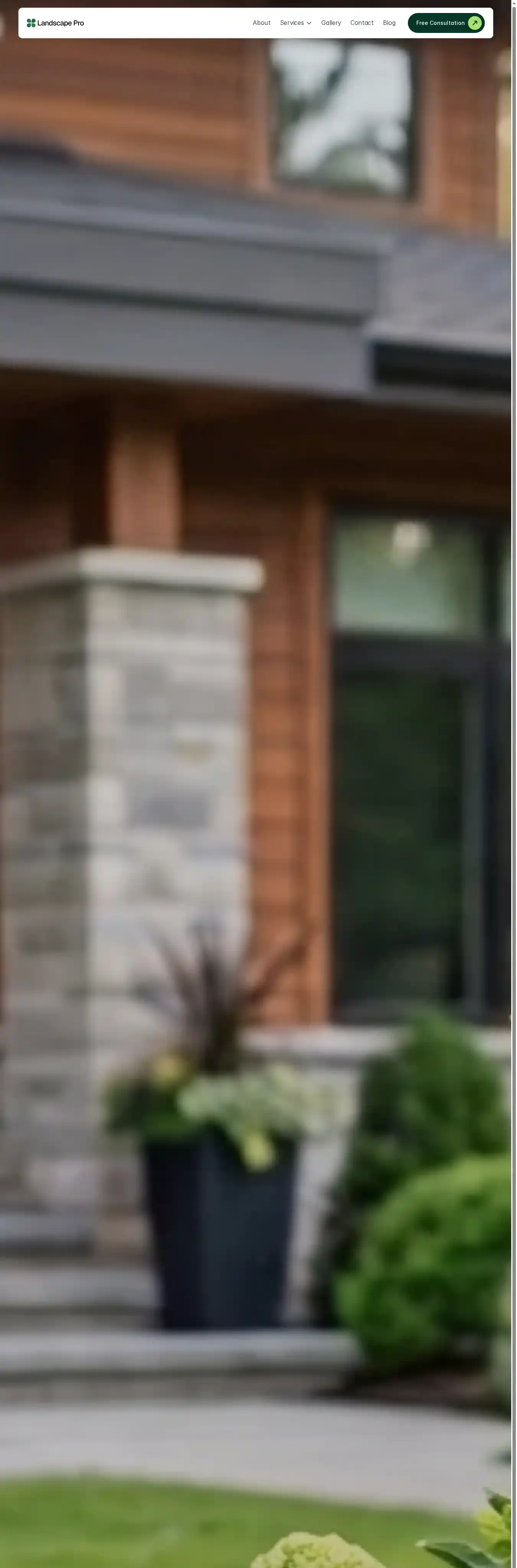 Landscape Pro home page on desktop