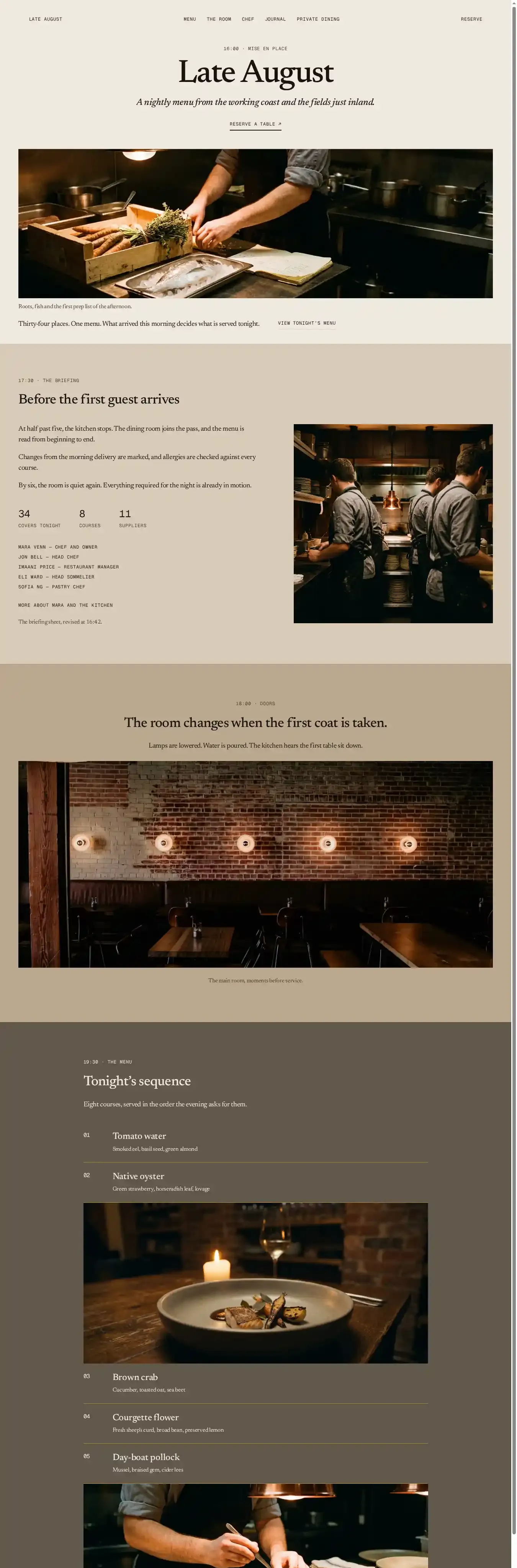 Late August home page on desktop