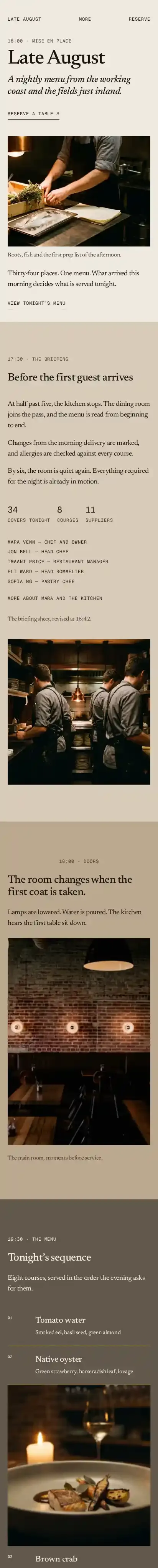 Late August home page on mobile