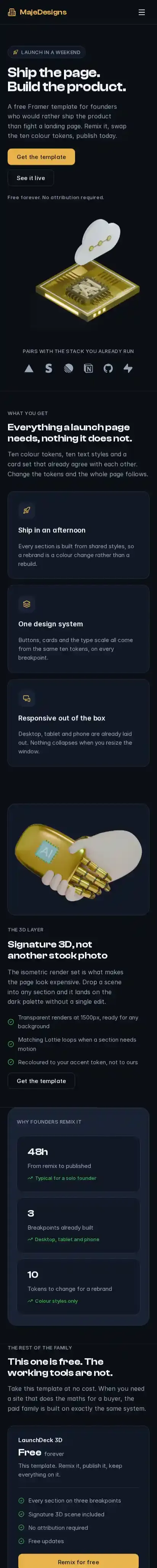 LaunchDeck 3D home page on mobile