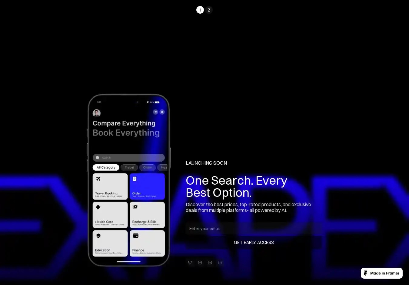Launchlyy home page on desktop