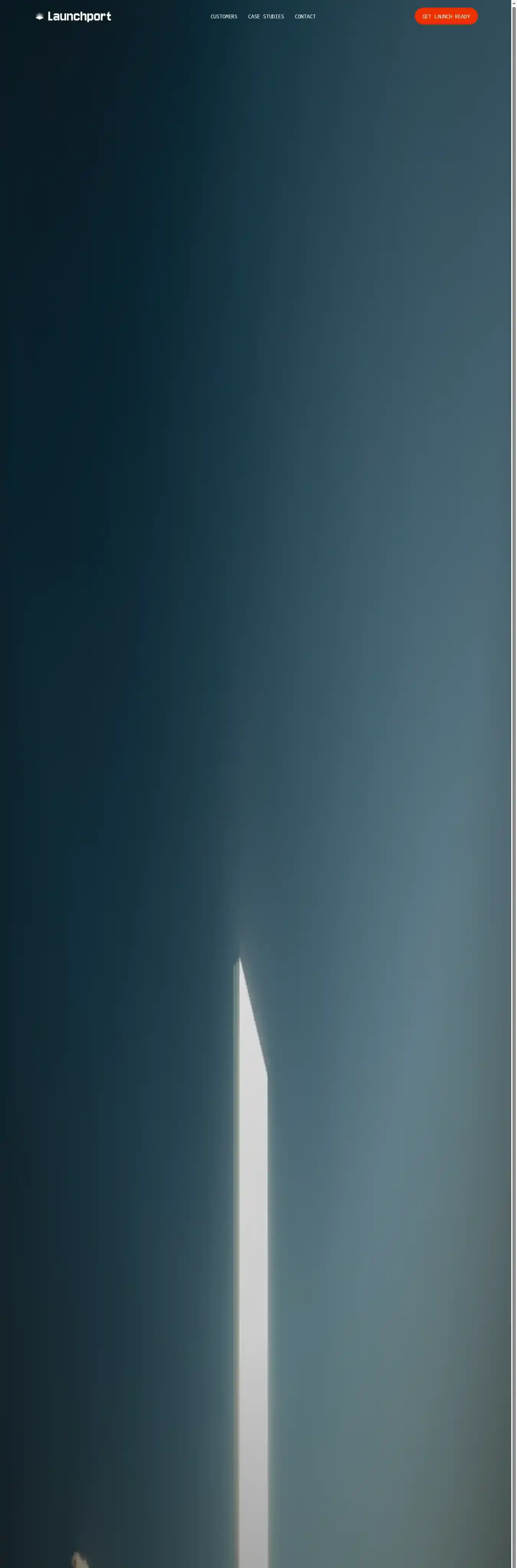 Launchport home page on desktop