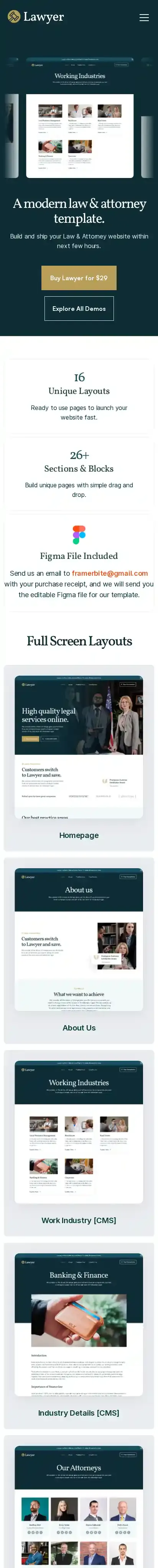 Lawyer home page on mobile