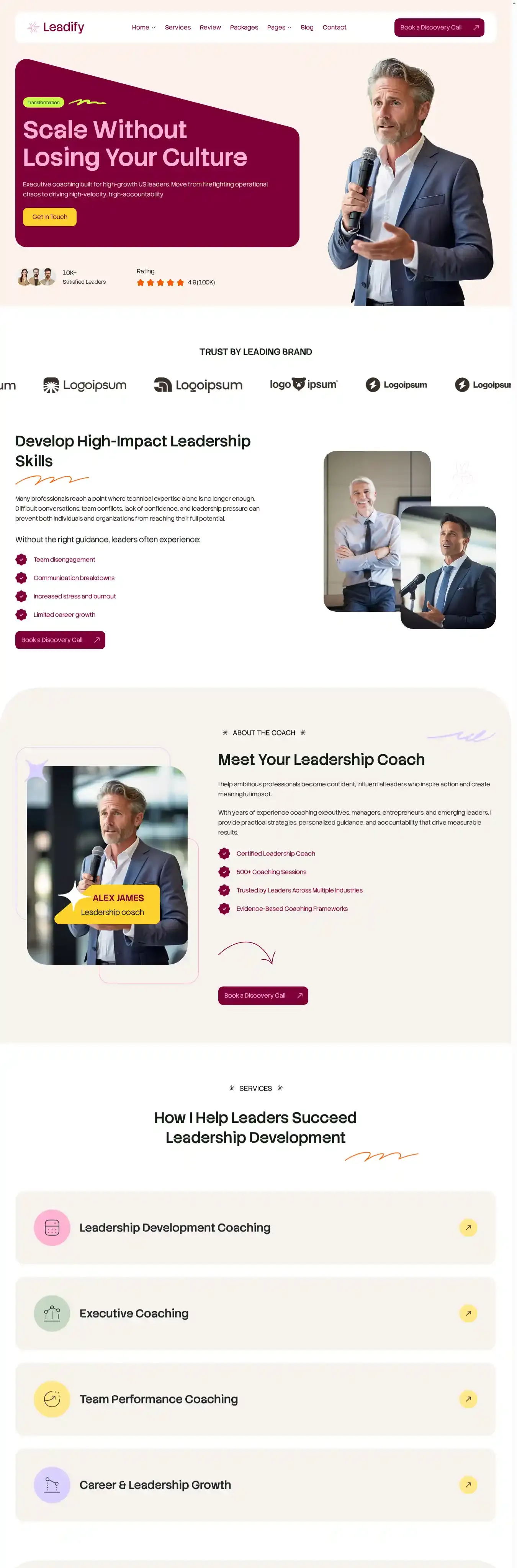 Leadifypro home page on desktop