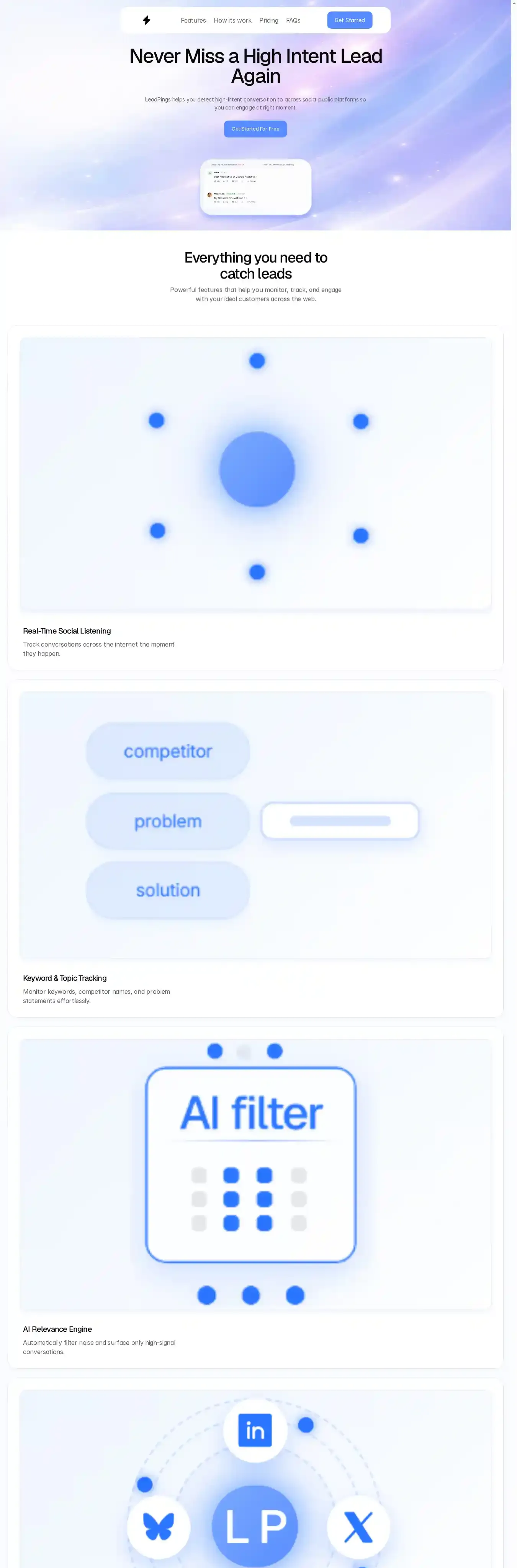 LeadPing home page on desktop