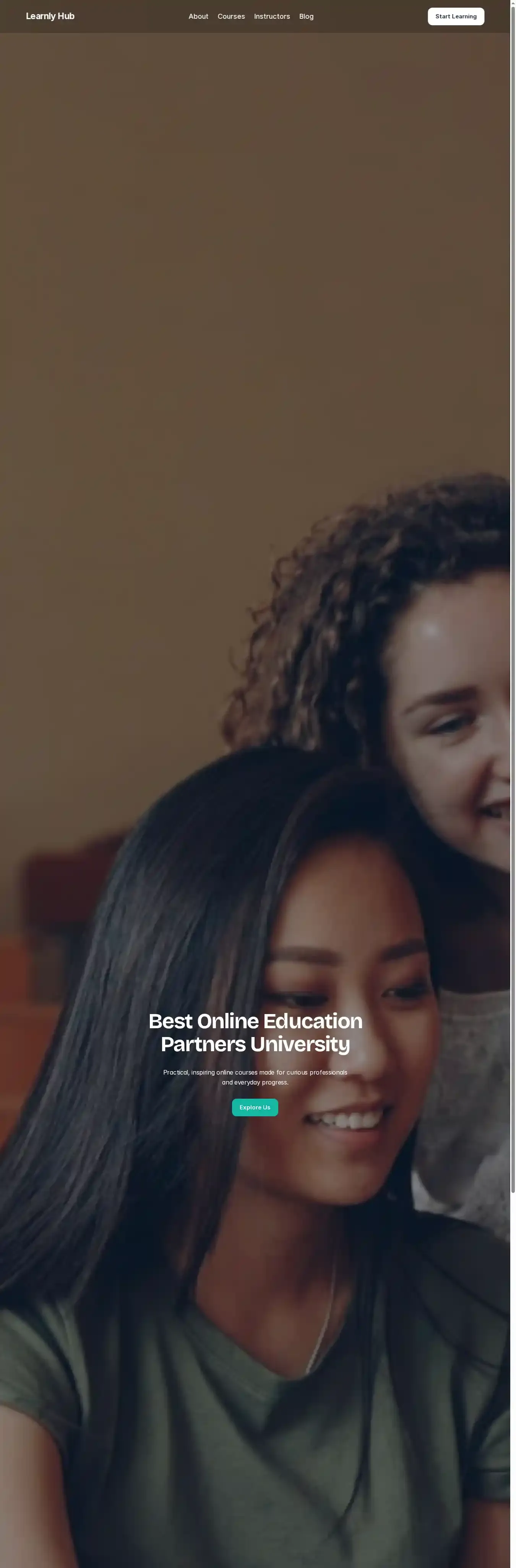 Learnly Hub home page on desktop