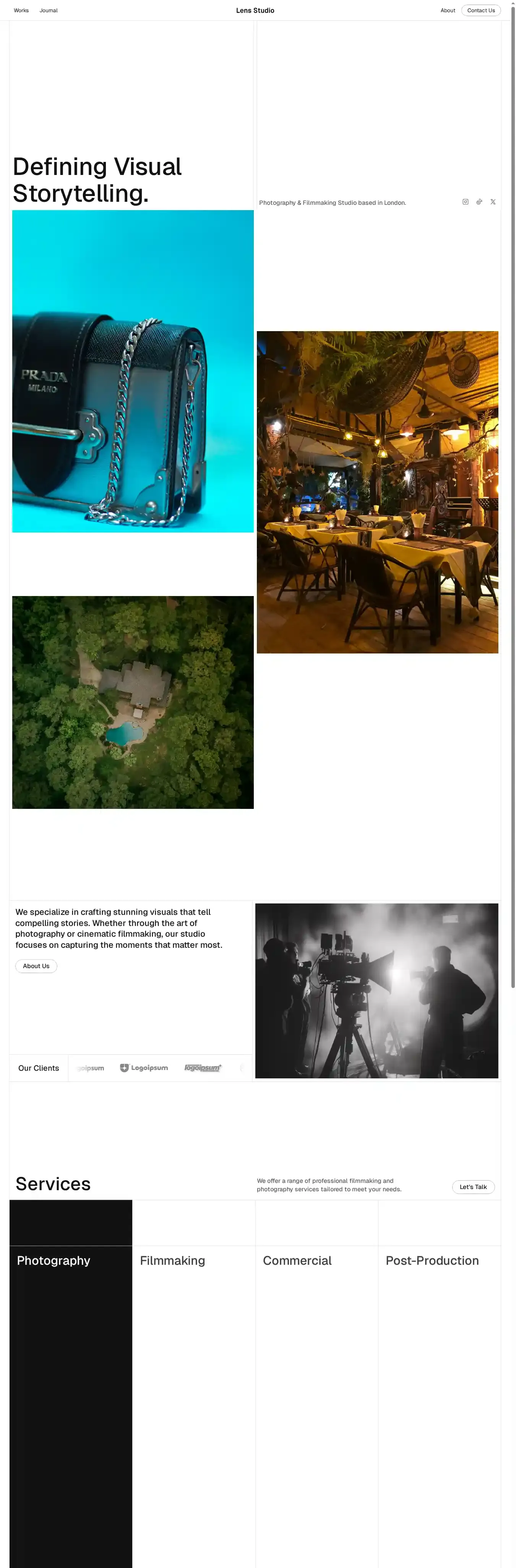 Lens home page on desktop