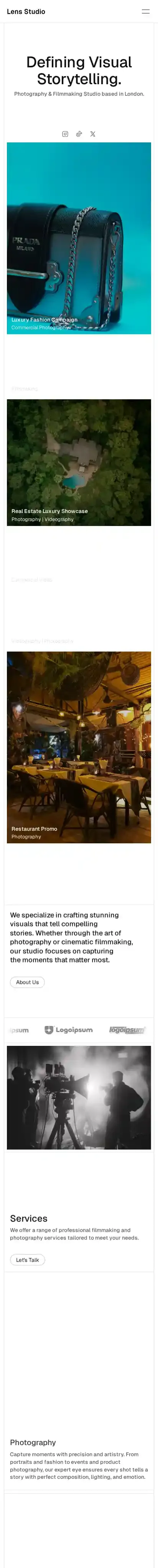 Lens home page on mobile