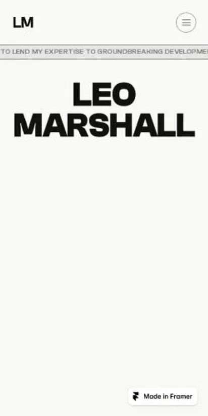 LeoMarshall home page on mobile