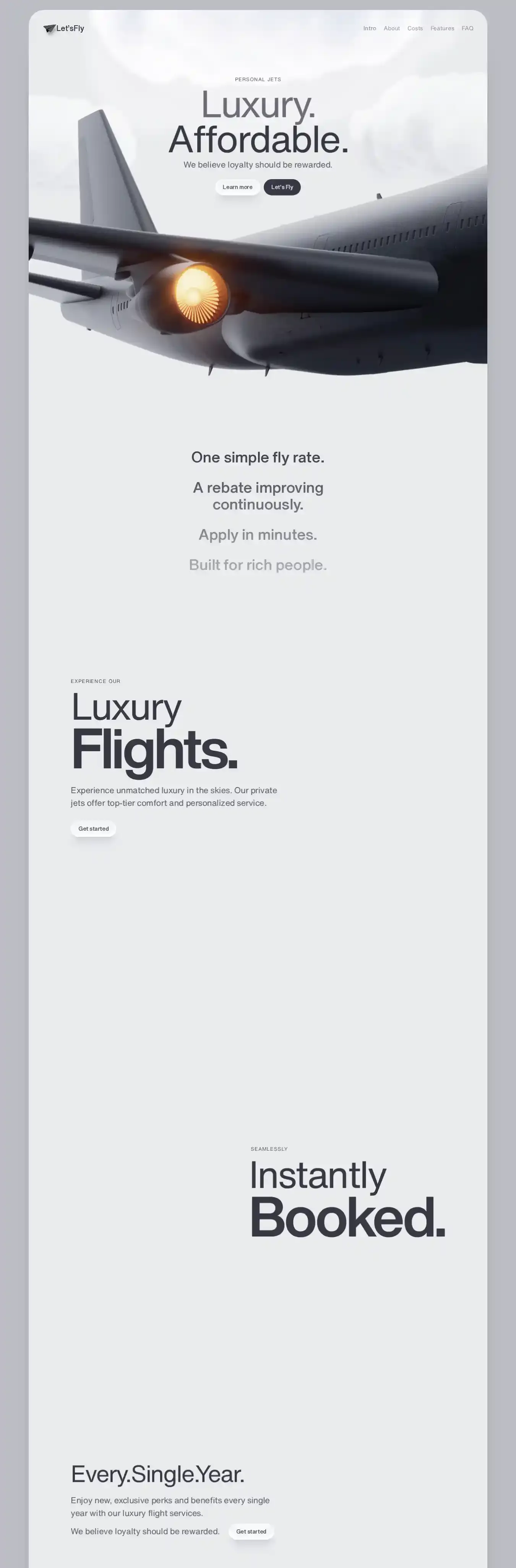 Let'sFly home page on desktop