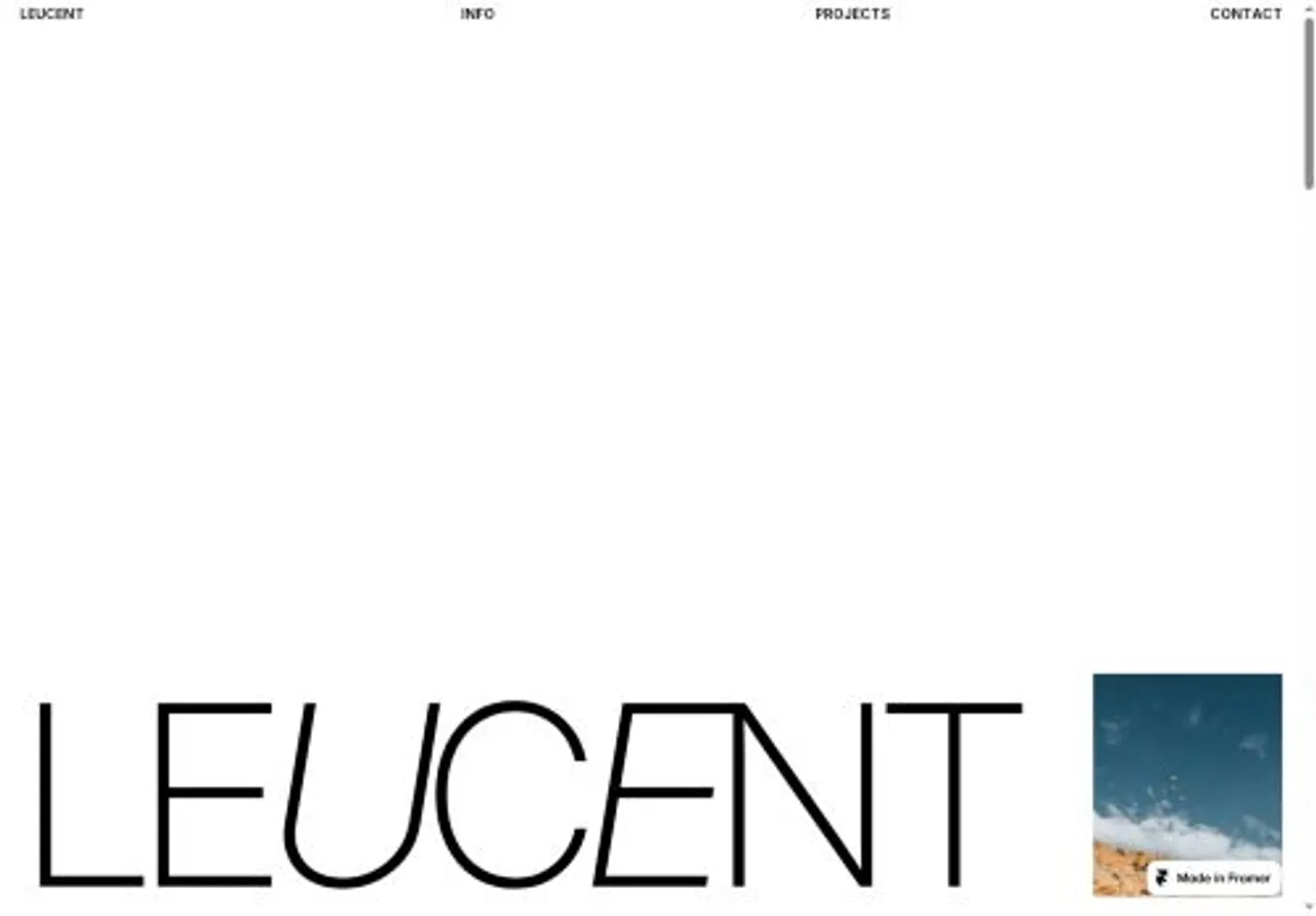 Leucent home page on desktop