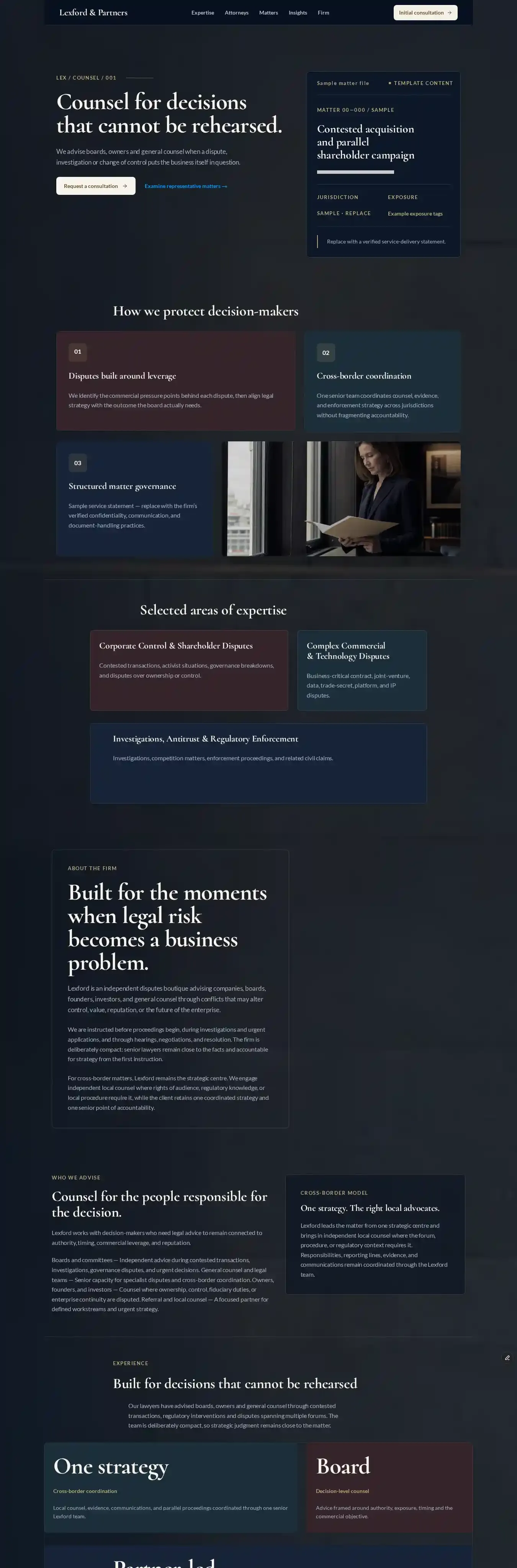 Lexford&Partners home page on desktop
