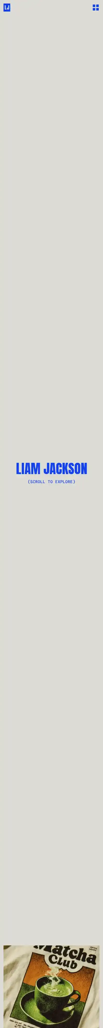 Liam Jackson home page on mobile