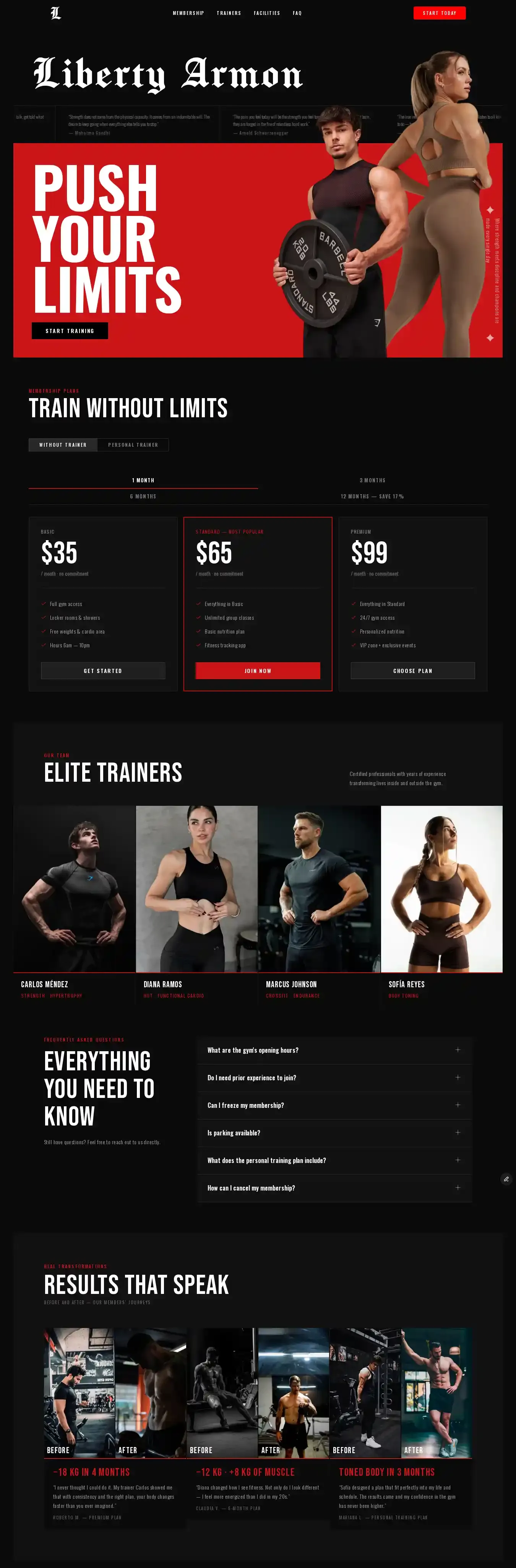 Liberty Armon home page on desktop
