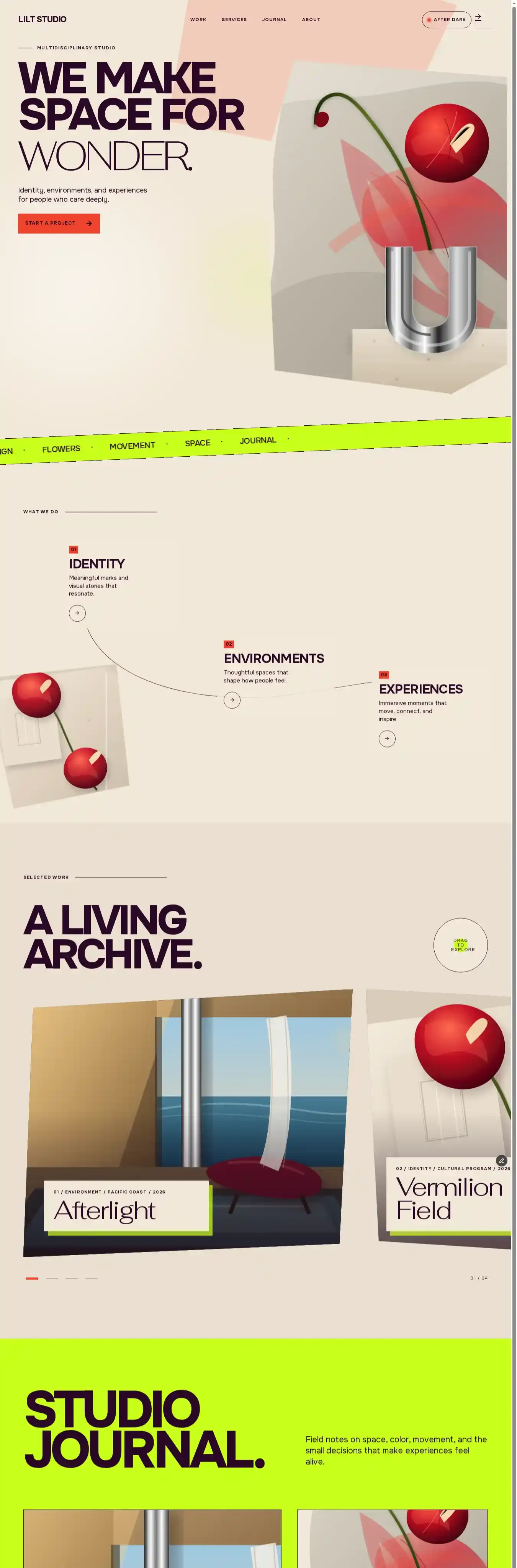 LILT Studio home page on desktop