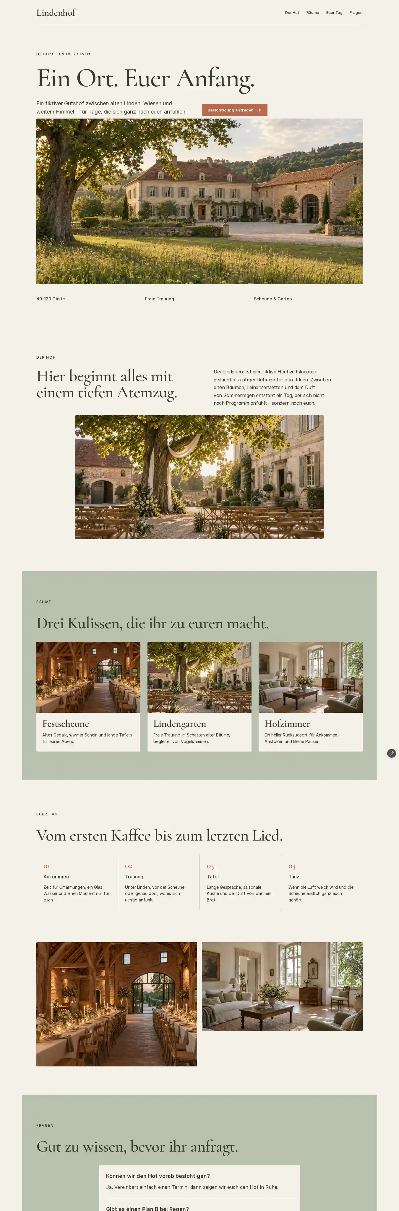 Lindenhof home page on desktop