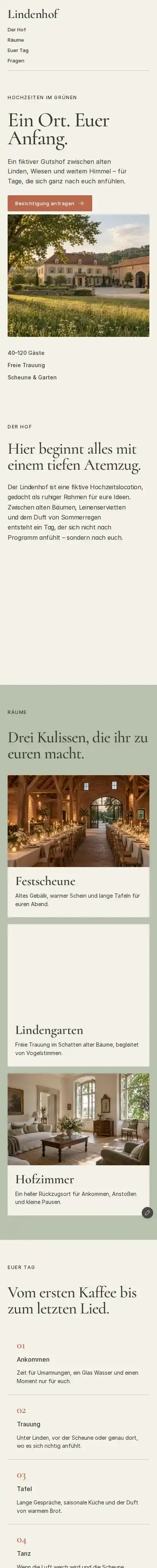 Lindenhof home page on mobile